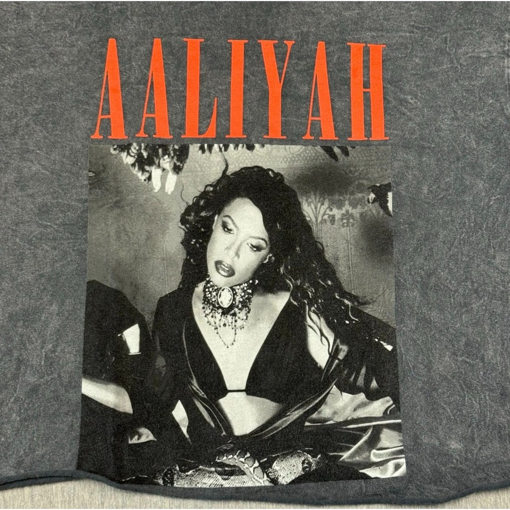 Aaliyah Graphic Tee XL Acid Wash Vintage Style Shirt 2024 Y2K R&B Streetwear